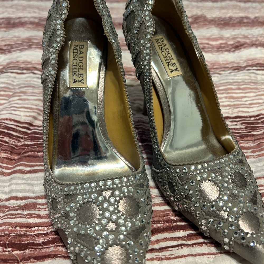 Badgley Mischka Glittering Silver Heels